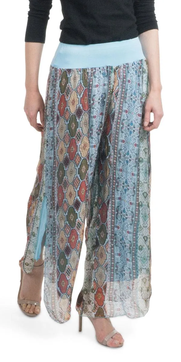 Jasmin Geometric Flower Slit Pant