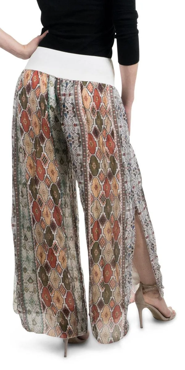 Jasmin Geometric Flower Slit Pant