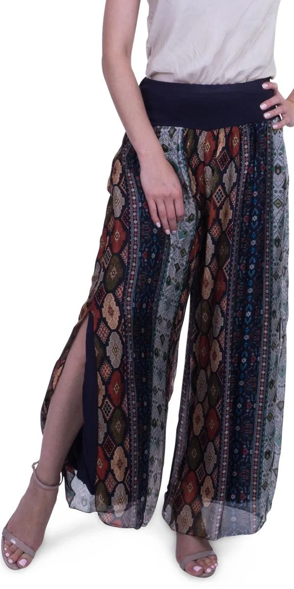 Jasmin Geometric Flower Slit Pant