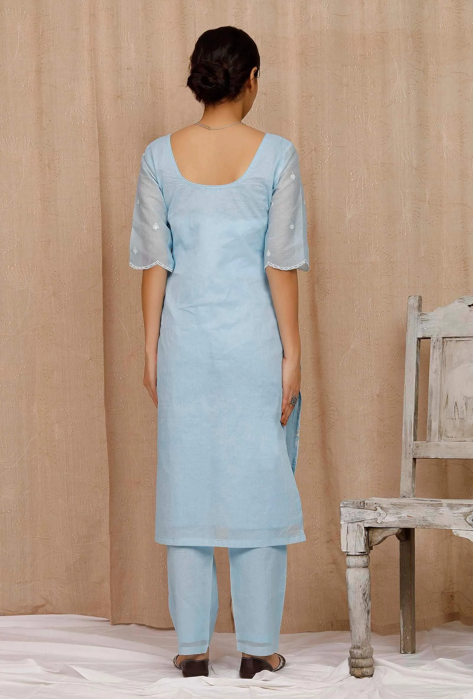 Light Blue Organdy Kurta