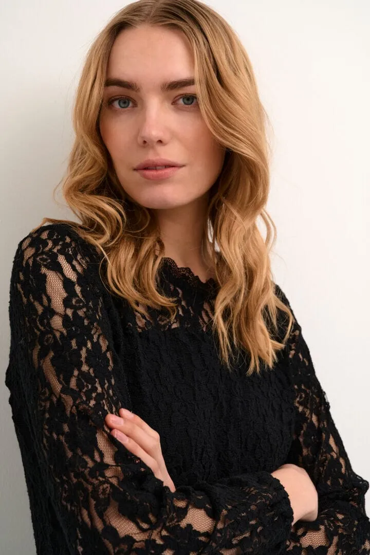 LINED BLACK LACE TOP