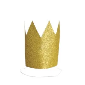 Mini Gold Glitter Crowns (4 pack)