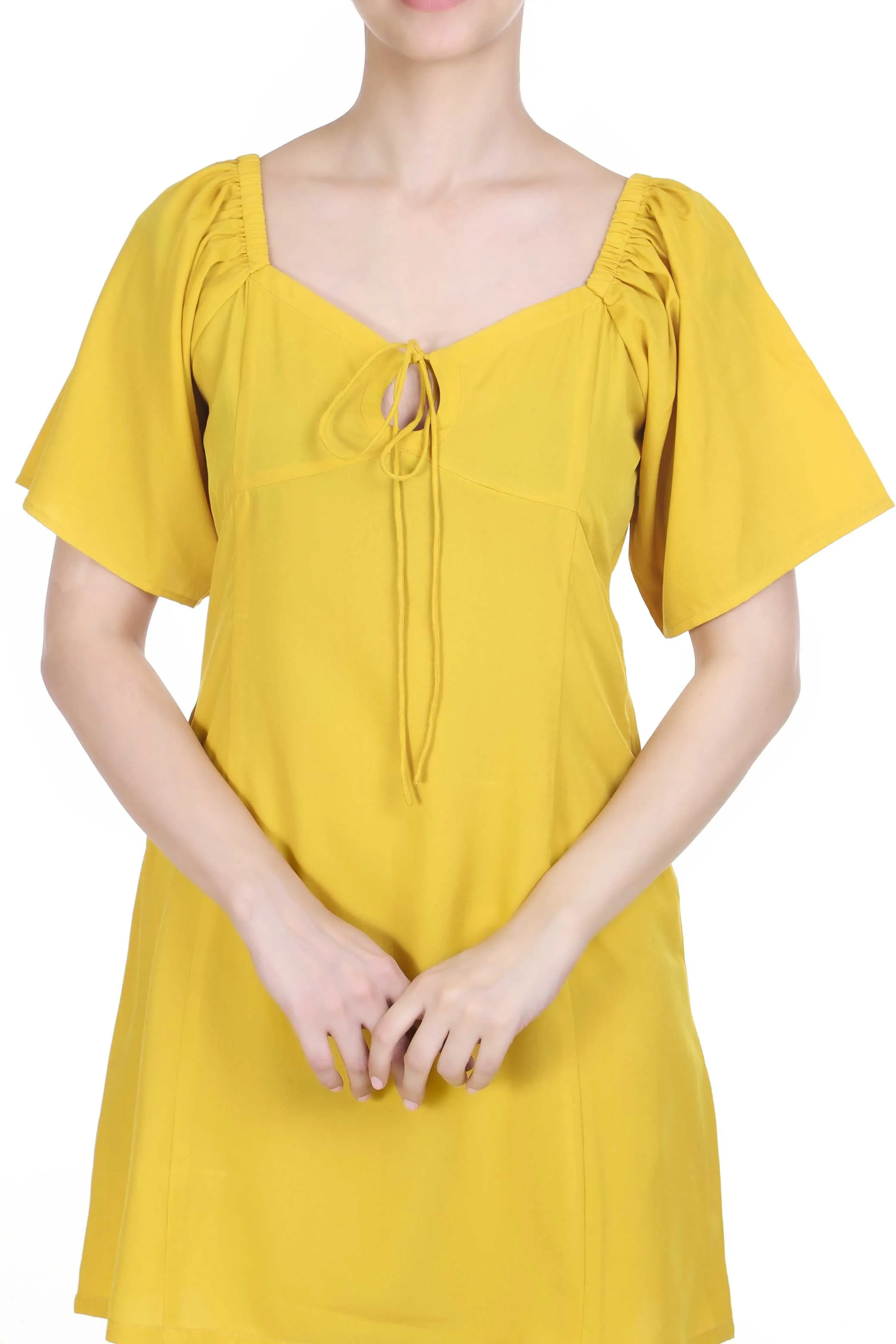 MUSTARD A LINE SWEETHEART NECK DRESS