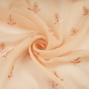 Peach Cutdana Thread Embroidery Organza Fabric 20784