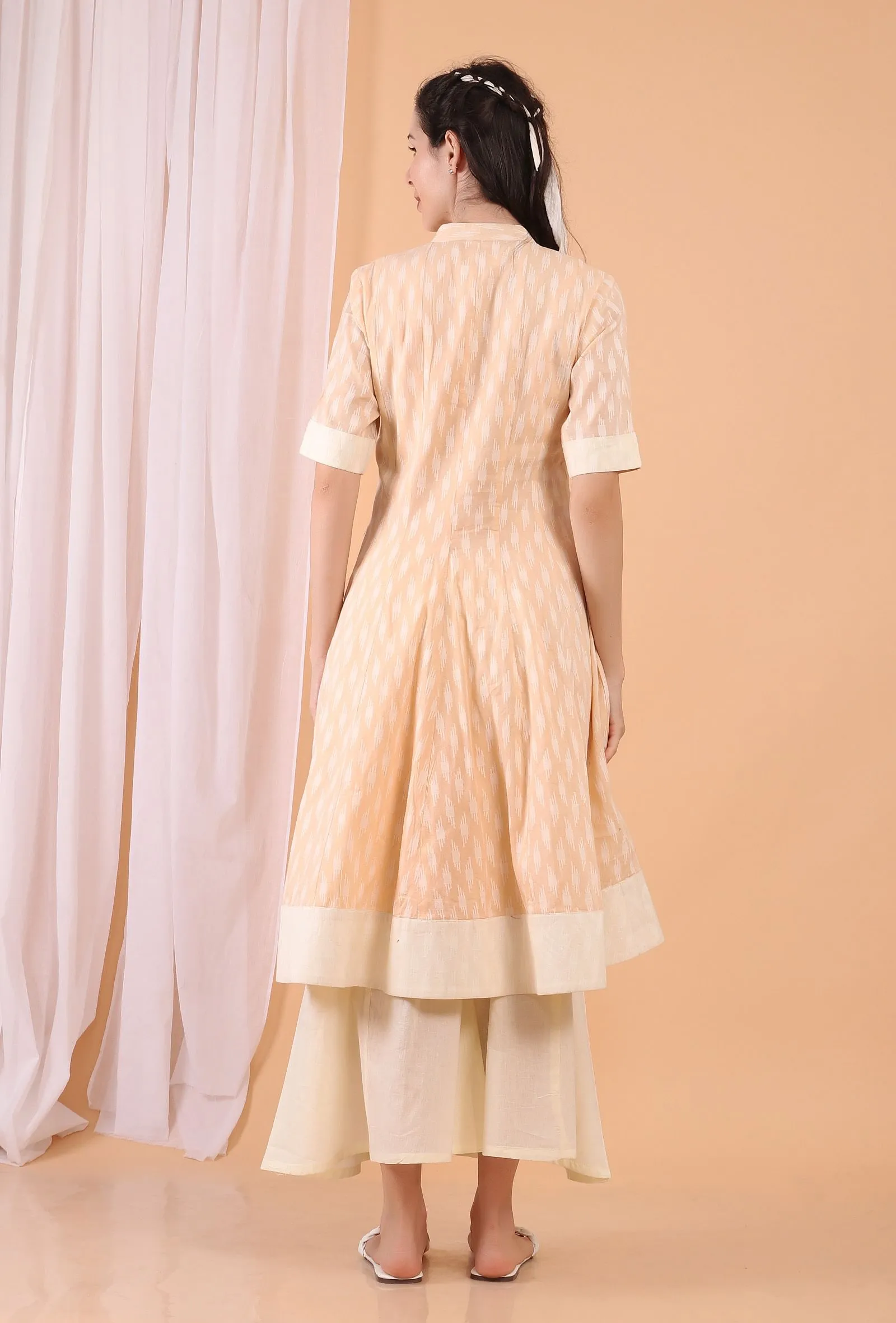 Peach Flared Cotton Kurta