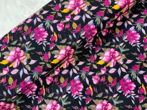 Plum Flowers Viscose Jersey