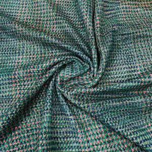 Premium  Dark Green Stripe Print Cotton Crochet Fabric