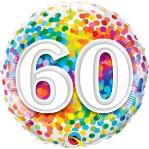 Rainbow Confetti 60th Foil Balloon