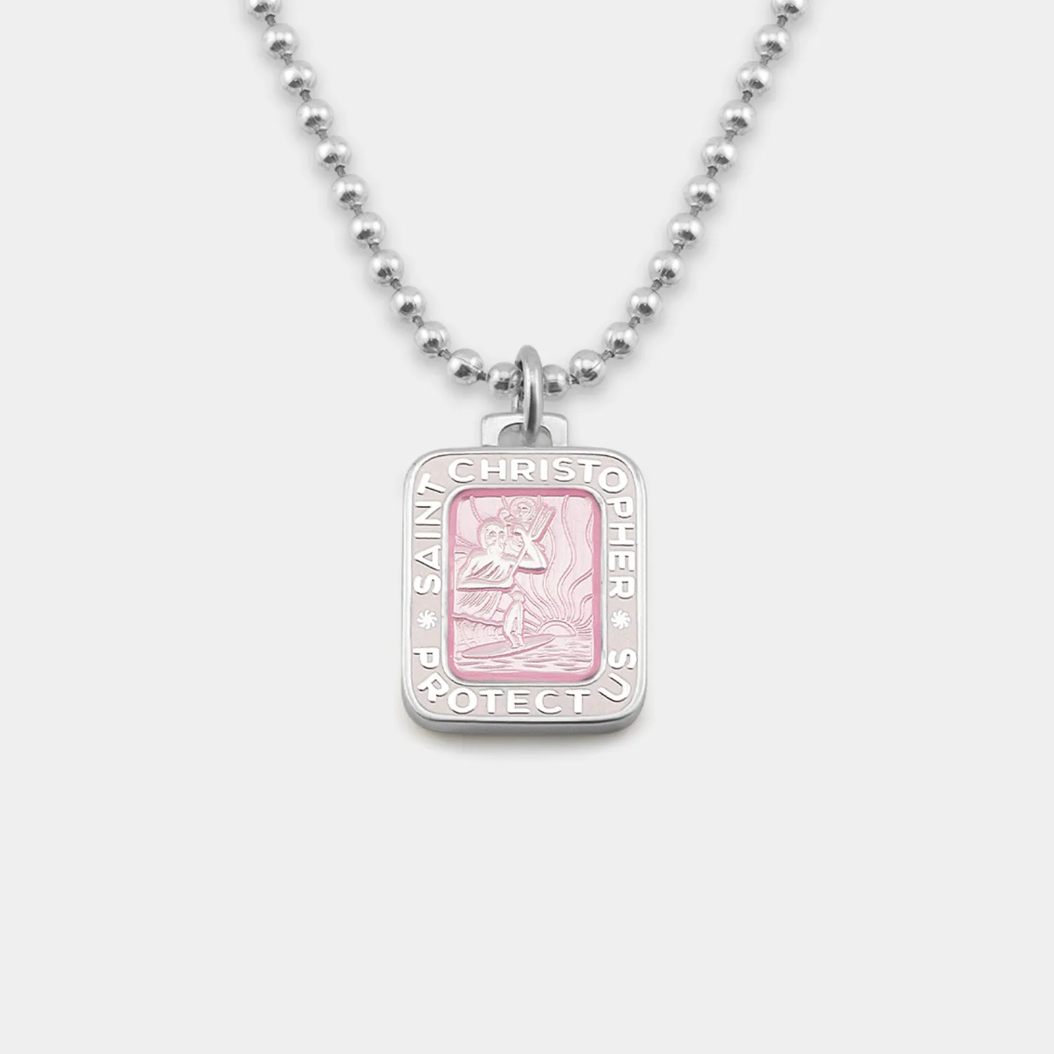 Rectangle St. Christopher - Pink / White