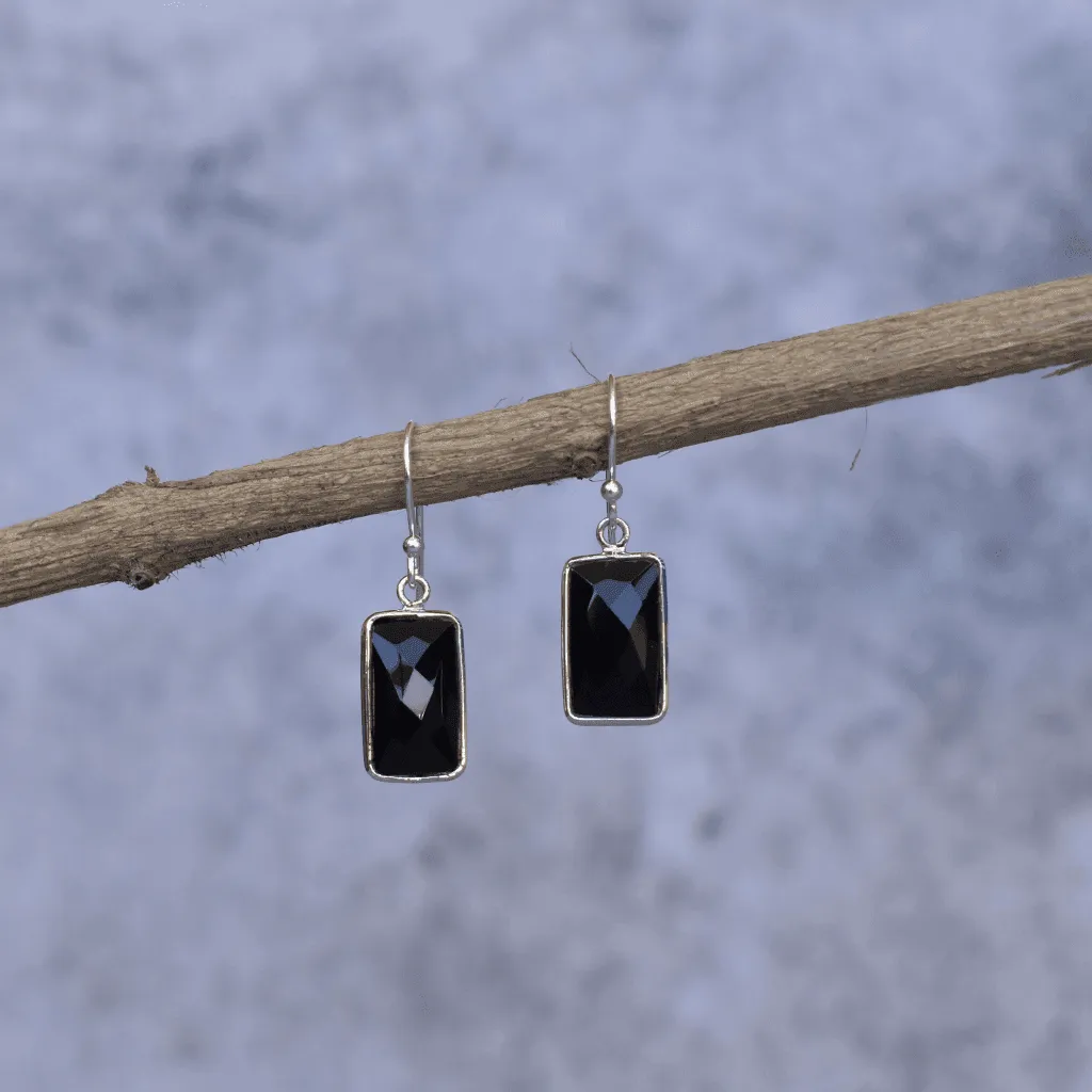 Rectangular Strength - Black Onyx Earrings