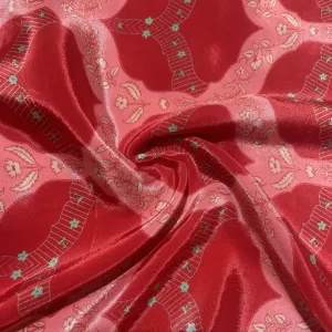 Red Traditional Print Crepe Fabric 18156