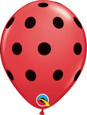 Red with Black Big Polka Latex. - Lady Bug