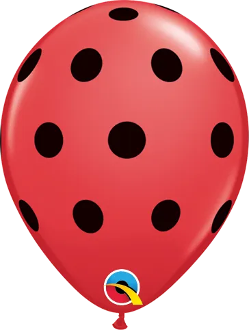 Red with Black Big Polka Latex. - Lady Bug