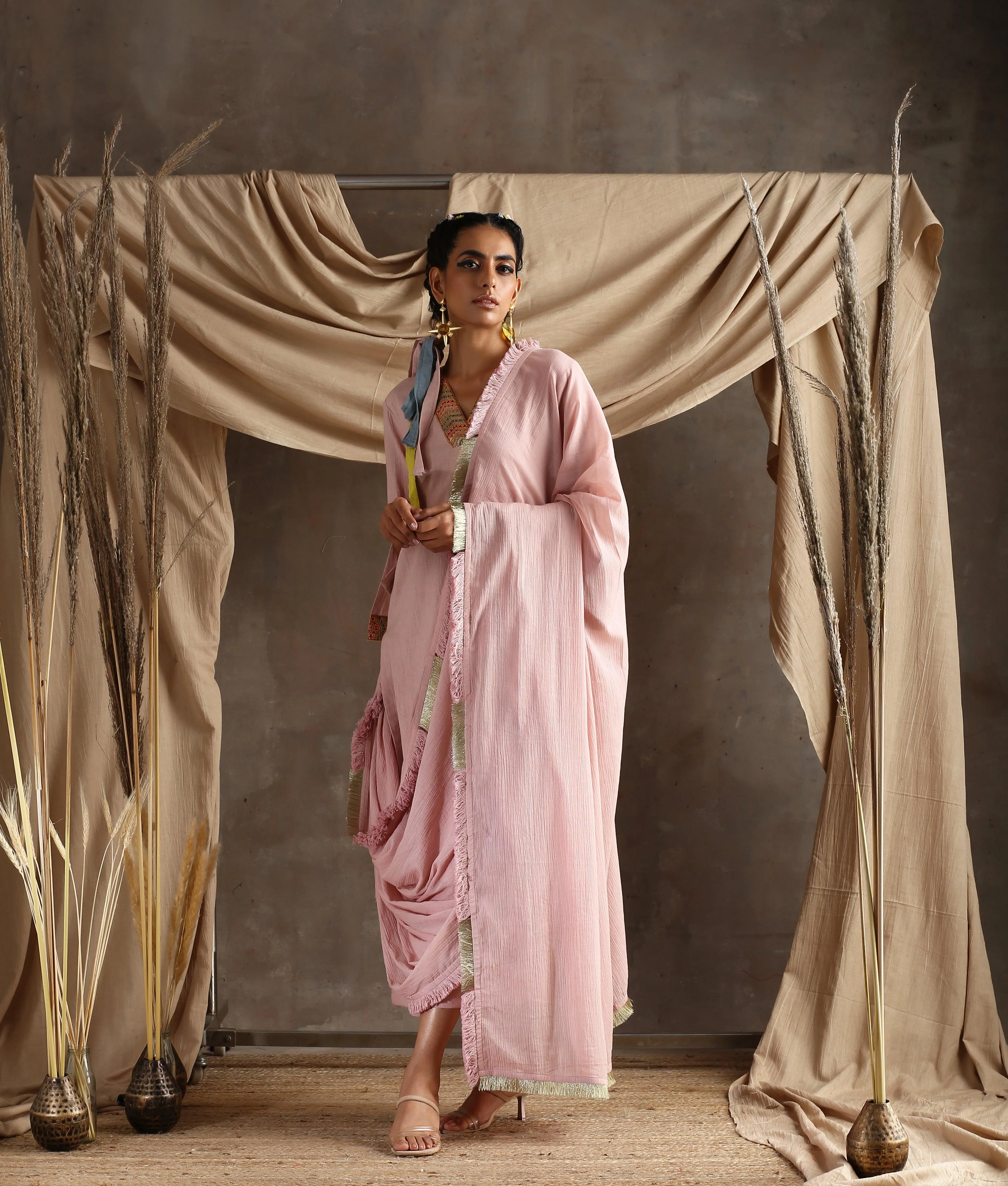 Rose Pink Pure Cotton Saree