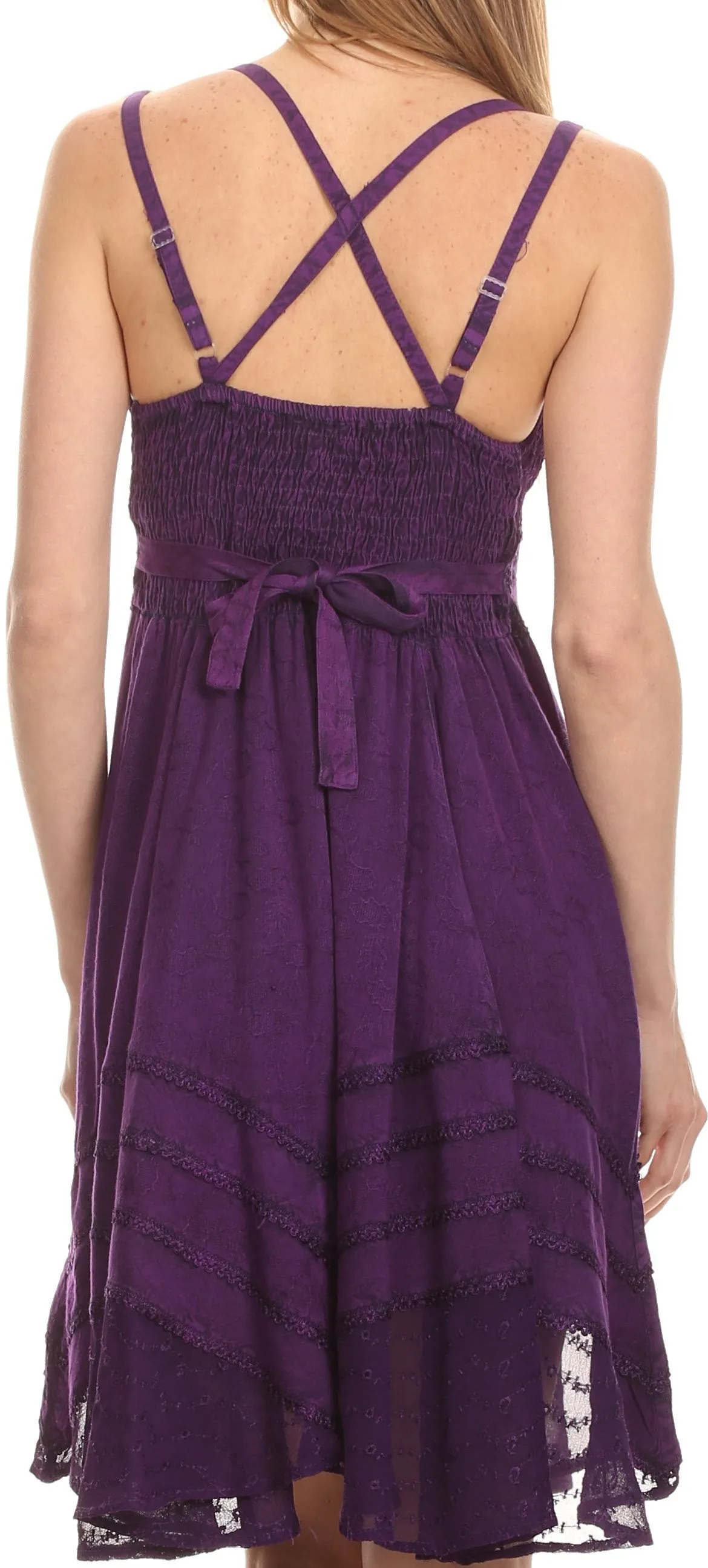 Sakkas Fedelle Sleeveless Mid-Length Summer Dress With Cross Over Open Back Straps