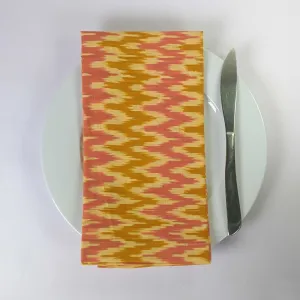 Set Of Two Cotton Napkins - Yellow   Pink Ikat