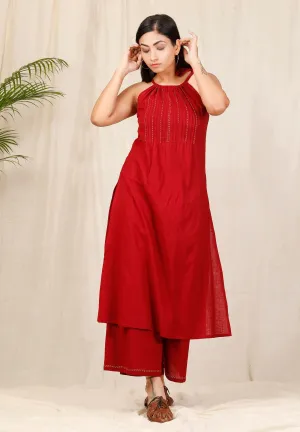 Sindoori Halter Neck Kurta