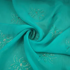 Sky Blue Cutdana Embroidery Organza Fabric 20837