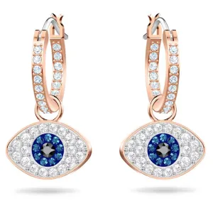 SWAROVSKI Symbolic hoop earrings 5425857, Evil eye, Blue, Rose gold-tone plated