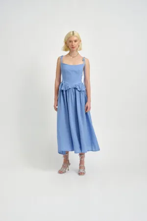 Tessa Dress Blue Linen