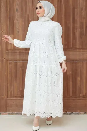 White Eyelet Tiered Dress-CLEARANCE