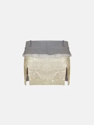 Winnie Rhinestone Mini Skirt in 24 Carat